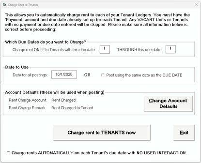 Tenant File Rent Charge Feature