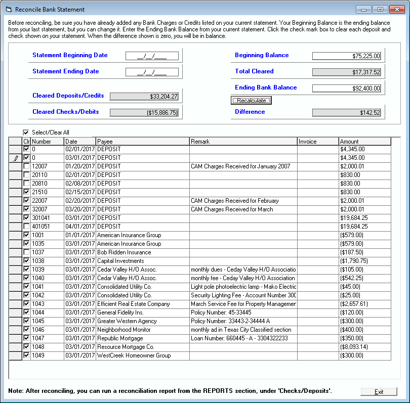 Tenant File Reconcilation